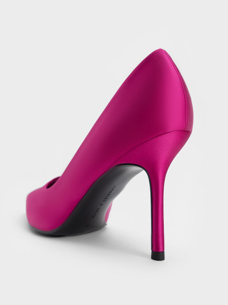 Emmy Recycled Polyester Stiletto Heel Pumps, Fuchsia, hi-res