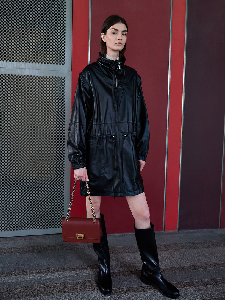 حقيبة كتف إيفرلاين بحزام مضفّر, برغندي, hi-res