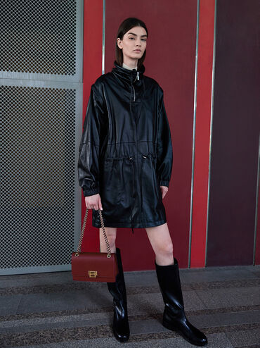 حقيبة كتف إيفرلاين بحزام مضفّر, برغندي, hi-res