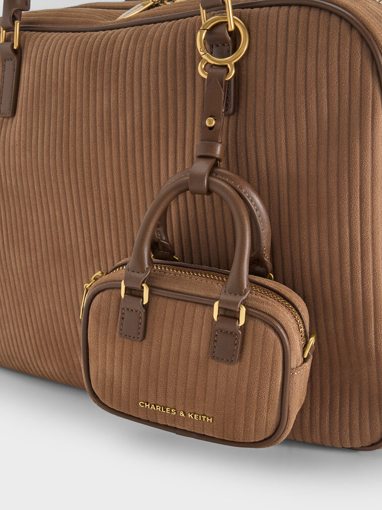 Sianna Corduroy Bag Charm, Mocha Brown, hi-res