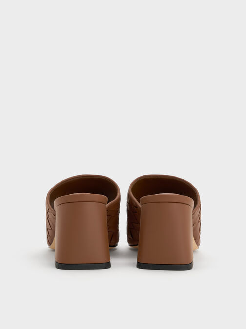 ميولز إيڤيت بكعب وتصميم متشابك بمقدمة مربعة, كراميل, hi-res