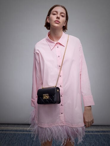 Alva Quilted Chain-Handle Bag, Black, hi-res