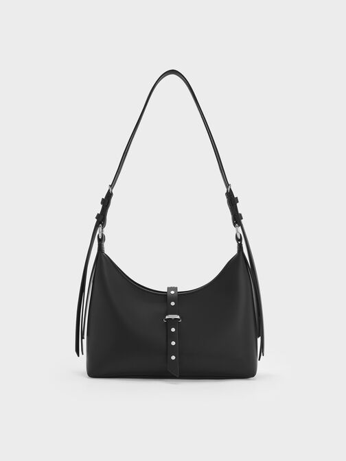 Lark Studded Belted Shoulder Bag, Noir, hi-res