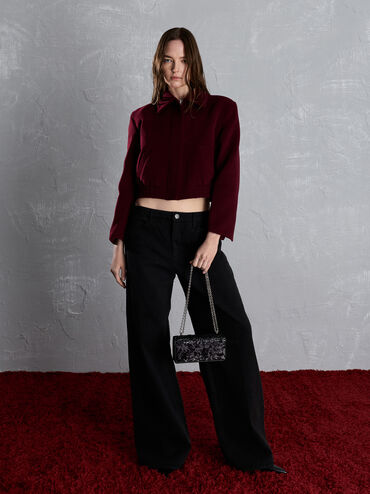 محفظة بسلسلة بافوتو مزينة بالترتر, أسود كلاسيكي, hi-res