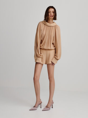 Helena Recycled Polyester Pearl-Buckle Pointed-Toe Slingback Pumps, Mauve, hi-res