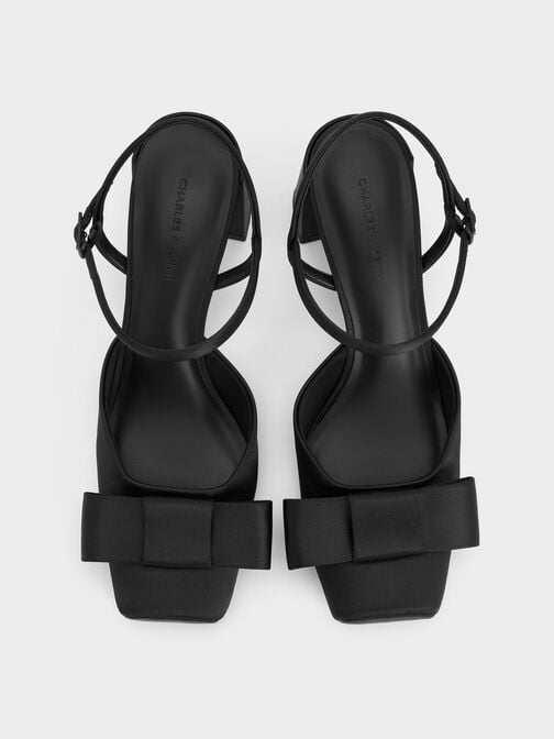 كعب عالي برانتلي بفيونكة وسير كاحل, أسود خشن, hi-res