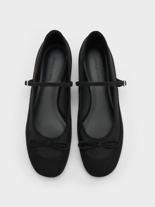Mulligan Faux Suede & Mesh Mary Janes, Black Textured, hi-res