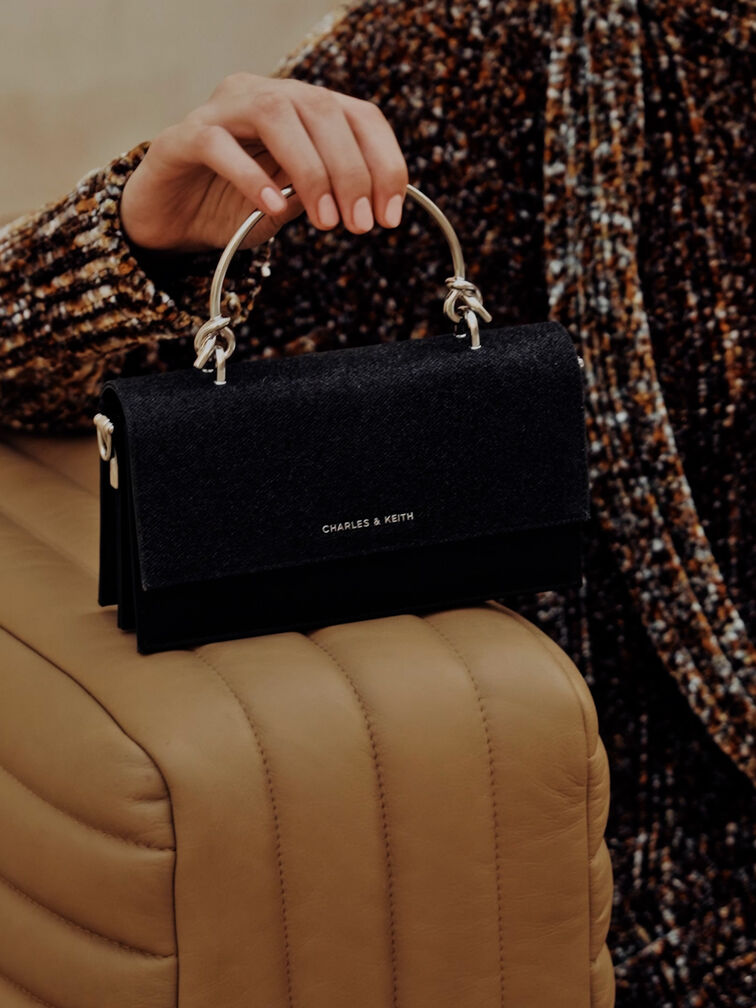 Kristine Glittered Wallet On Chain, Noir, hi-res