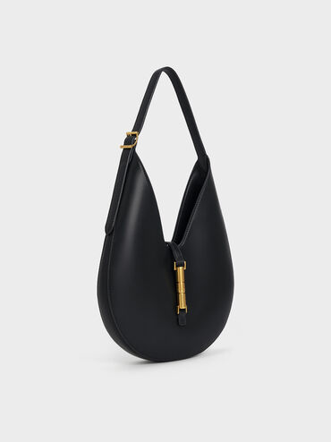 Cesia Metallic-Accent Hobo Bag, Black, hi-res