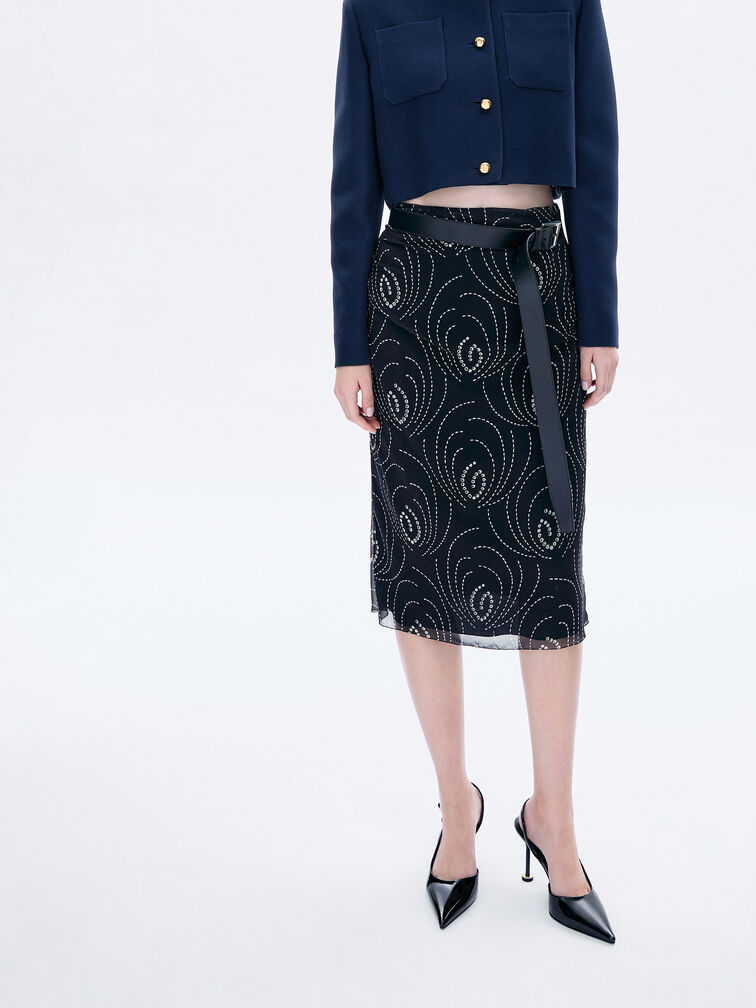 Wynn Patent Pointed-Toe Sculptural-Heel Slingback Pumps, Black Patent, hi-res