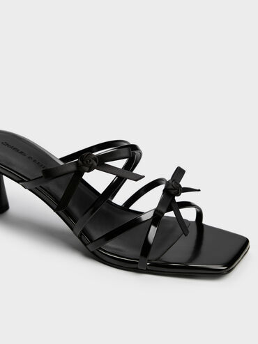 Kelis Rose-Bow Strappy Heeled Mules, Black Boxed, hi-res