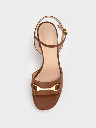 Leslie Metallic Accent Platform Slingback Sandals, Cognac, hi-res