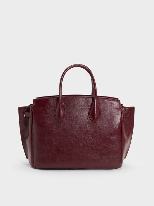 Large Ginevra Tote Bag, Wineberry Red, hi-res
