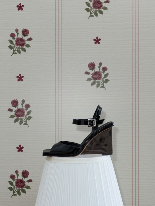 Patent Translucent-Heel Wedges, Black Patent, hi-res
