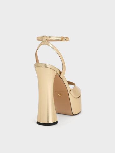 Michelle Metallic Leather Platform Sandals, Gold, hi-res