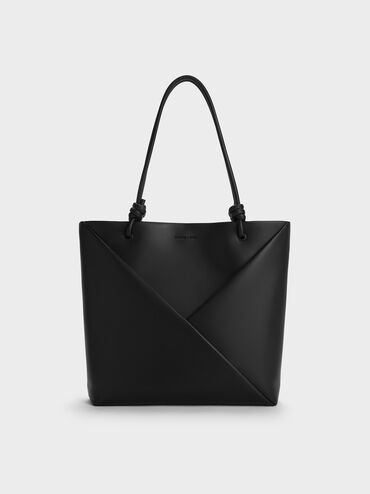 حقيبة تسوق ميدوري ذات التصميم الهندسي, أسود عميق, hi-res