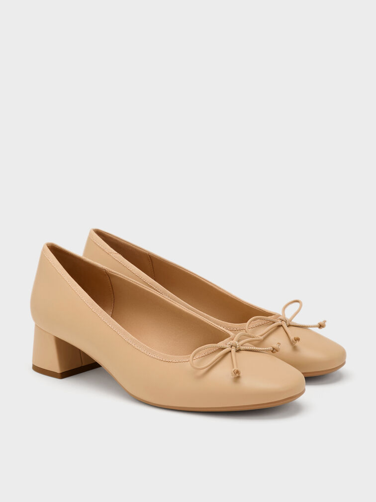 Bow Ballet Pumps, Sand, hi-res
