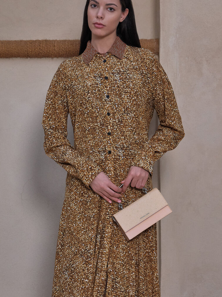 Kristine Glittered Wallet On Chain, Pink, hi-res