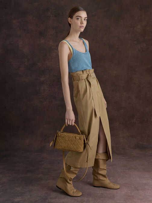 شنطة إيفيت من شامواه منسوج مُعاد تدويره, رملي ذهبي هاديء, hi-res