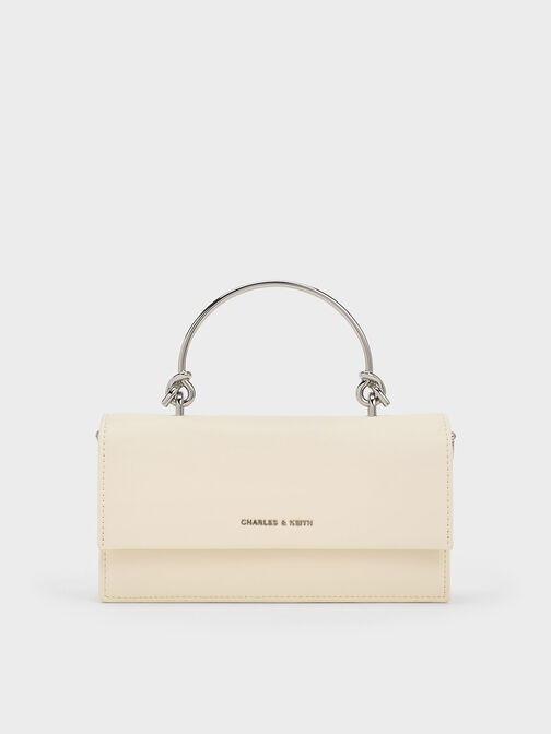 Kristine Sculptural-Handle Long Wallet, Cream, hi-res