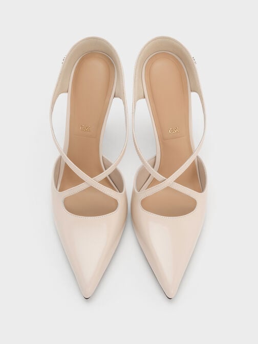 Kyra Leather Crossover Stiletto Mules, Oat, hi-res