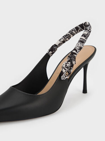 Tayari Leather Scarf-Strap Slingback Pumps, Black, hi-res