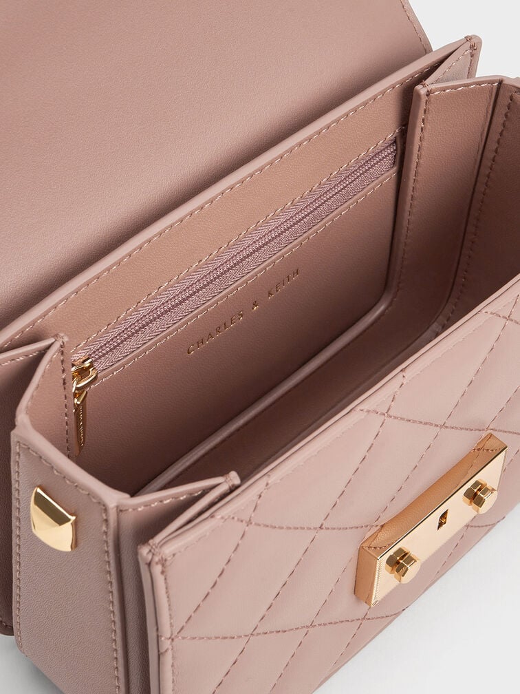Alva Quilted Chain-Handle Bag, Blush, hi-res