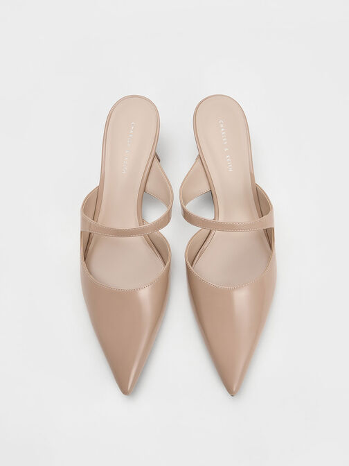 Vada Patent Asymmetric Sculptural Heel Pumps, Nude, hi-res