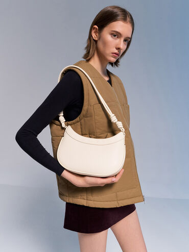 Sabine Knotted-Strap Curved Shoulder Bag, Cream, hi-res