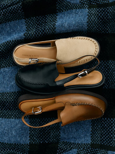 Gale Slingback Loafers, Black, hi-res