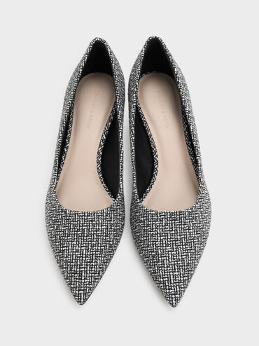 حذاء بامبس كامي  من قماش التويد بكعب منحوت بلمسة معدنية, متعدد الألوان, hi-res