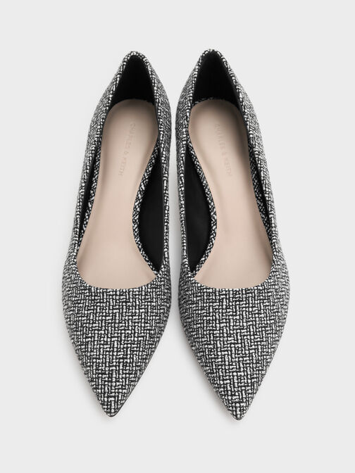 حذاء بامبس كامي  من قماش التويد بكعب منحوت بلمسة معدنية, متعدد الألوان, hi-res