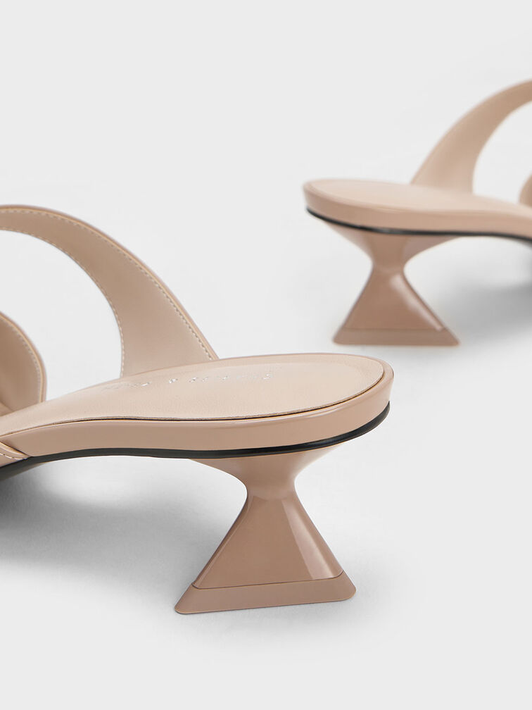 Vada Patent Asymmetric Sculptural Heel Pumps, Nude, hi-res