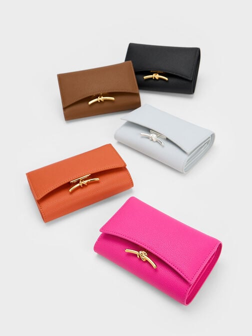 Huxley Metallic-Accent Front Flap Wallet, Orange, hi-res