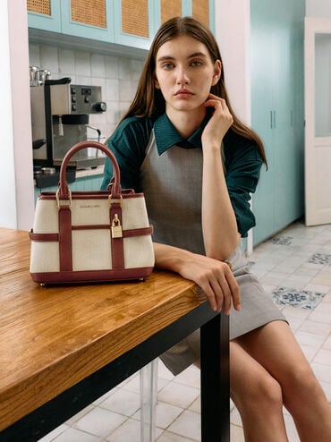 Mini Scottie Canvas Tote Bag, Brick, hi-res