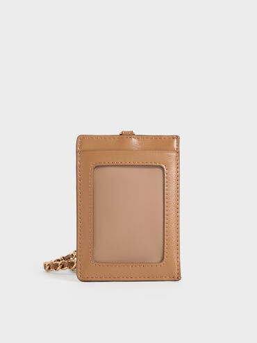 حافظة بطاقات ويستريا بتصميم مبطن ومظهر معدني مزين بشريط مضفر, تان, hi-res