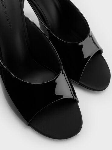Patent Stiletto Mules, Black Patent, hi-res