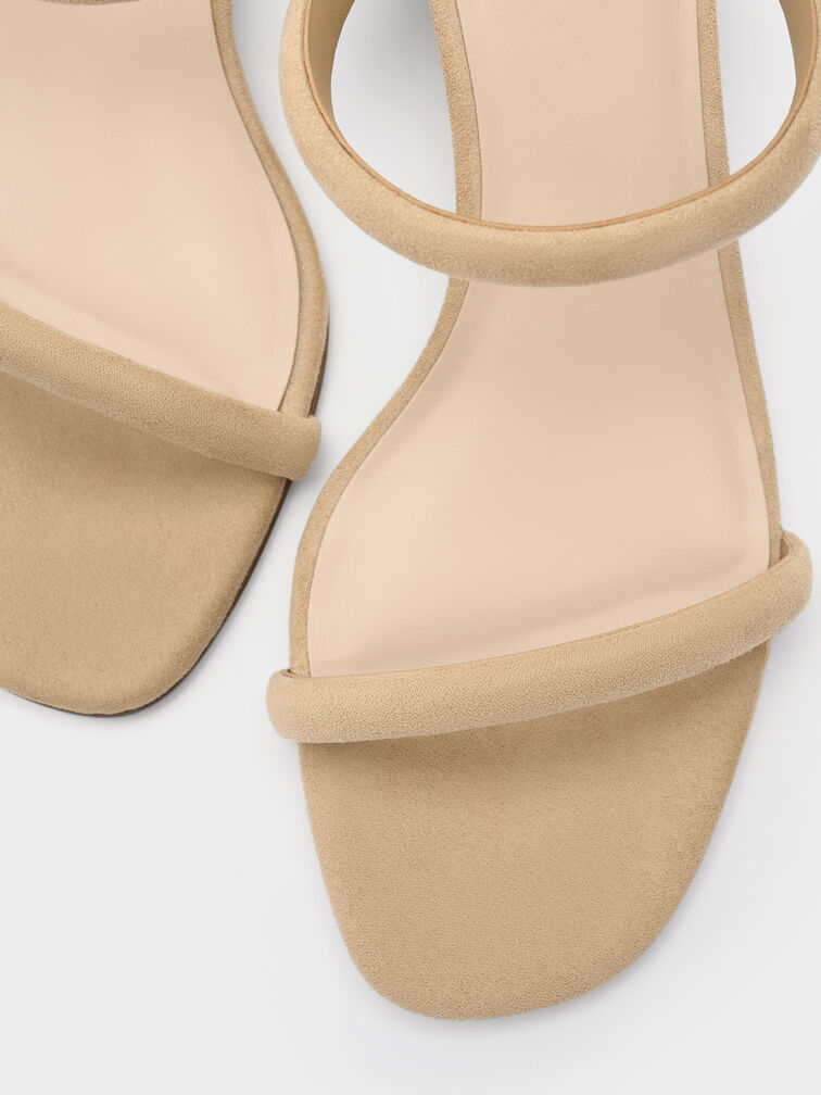 Faux Suede Double-Strap Slant-Heel Mules, Sand, hi-res