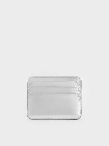Cleo Metallic Quilted Card Holder, Silver, hi-res