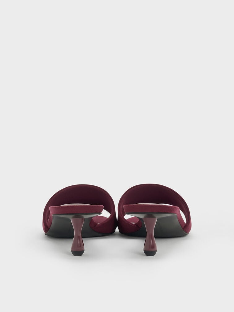 أحذية روثي "مولز" من الجلد السويدي الصناعي مفتوحة من الخلف بكعب عالي, برغندي, hi-res