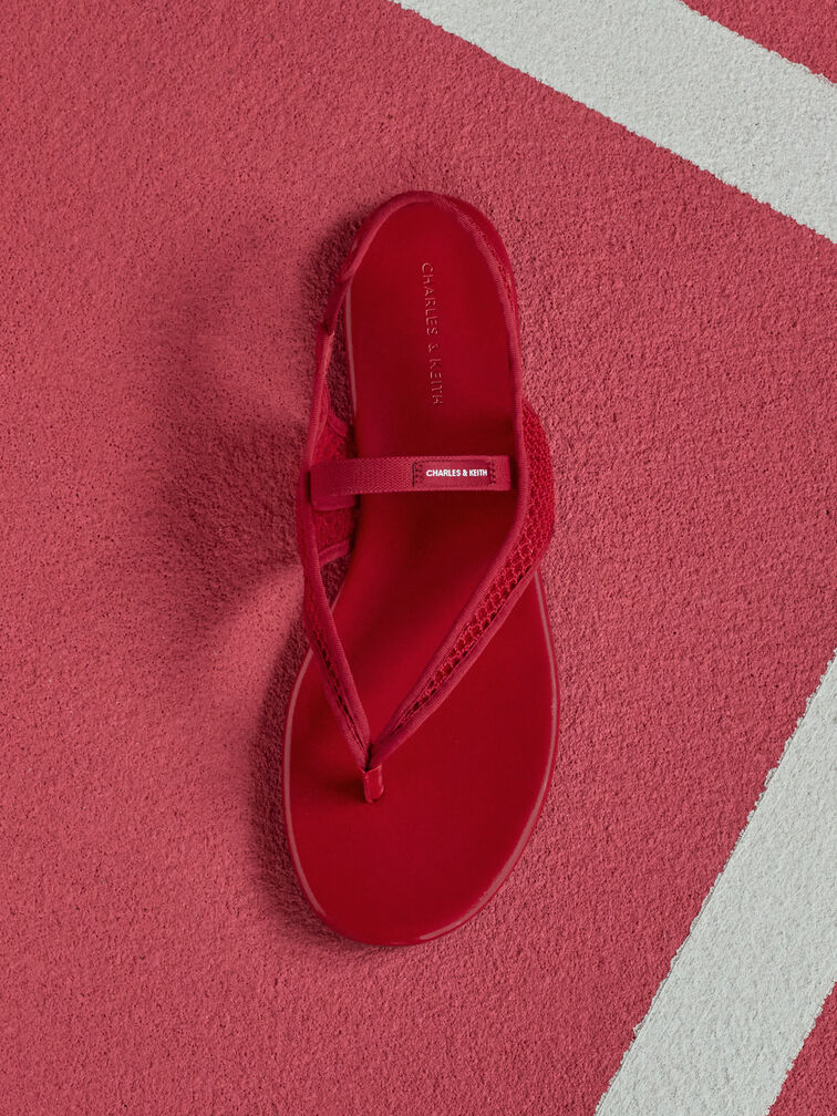 Ellory Mesh Thong Slingback Sandals, Red, hi-res