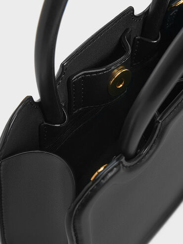 Perline Sculptural Top Handle Bag, Black, hi-res