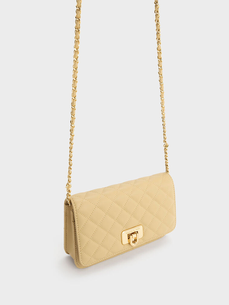 Cressida Quilted Push-Lock Clutch, Beige, hi-res