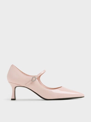 Patent Pointed Mary Jane Pumps, Blush, hi-res