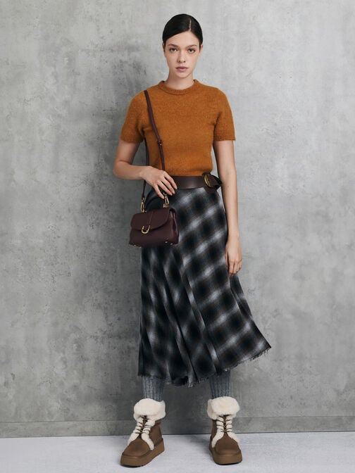 Gabine Leather Top Handle Bag, Plum, hi-res