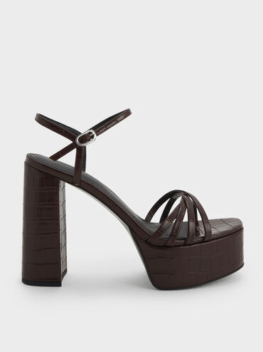Georgina Croc-Effect Ankle-Strap Platform Sandals, Animal Print Brown, hi-res