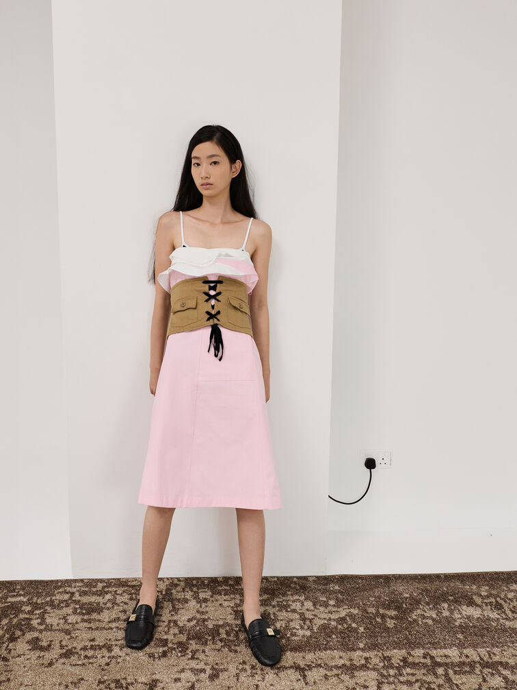 Cody Leather Metallic-Buckle Ruched Loafers, Black, hi-res