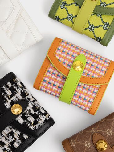 Este Belted Printed Small Wallet, Chocolate, hi-res