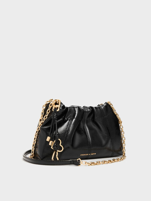 Ciara Ruched Crossbody Bag, Black, hi-res