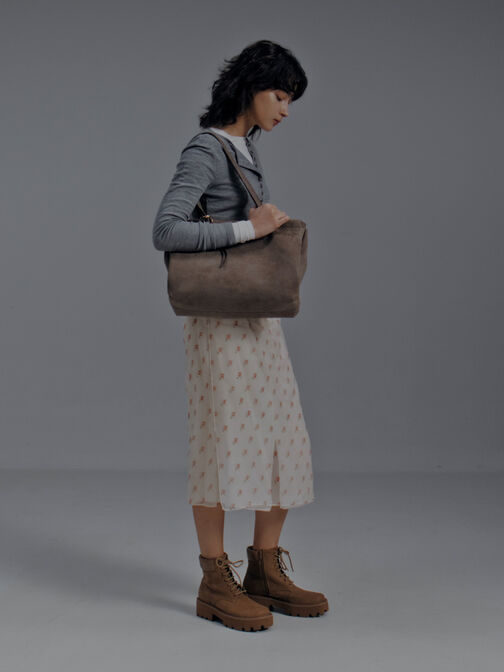XL Zephyr Tassel Tote Bag, Stone Grey, hi-res